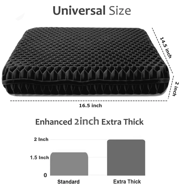 Alt view image 5 of 7 - Gel Seat Cushion for Long Sitting, Extra Thick Gel Cushion for Wheelchair Soft Chair Pads for Office Home Chairs Car Seats Long Trips - Back Sciatica Hip Tailbone Pain Relief Cushion (Black)