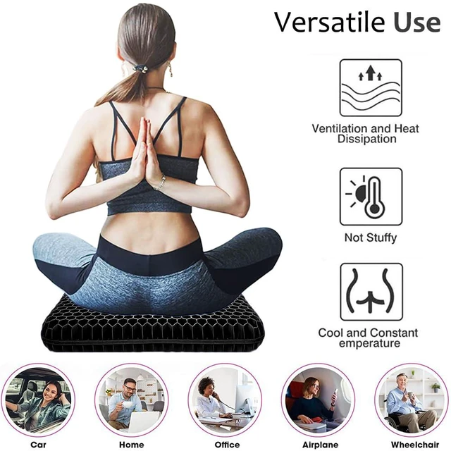 Alt view image 6 of 7 - Gel Seat Cushion for Long Sitting, Extra Thick Gel Cushion for Wheelchair Soft Chair Pads for Office Home Chairs Car Seats Long Trips - Back Sciatica Hip Tailbone Pain Relief Cushion (Black)