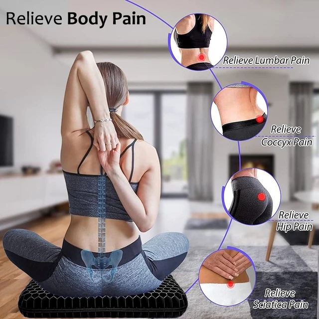 Alt view image 7 of 7 - Gel Seat Cushion for Long Sitting, Extra Thick Gel Cushion for Wheelchair Soft Chair Pads for Office Home Chairs Car Seats Long Trips - Back Sciatica Hip Tailbone Pain Relief Cushion (Black)