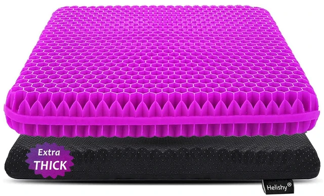 Main image of Gel Seat Cushion for Long Sitting, Extra Thick Gel Cushion for Wheelchair Soft Chair Pads for Office Home Chairs Car Seats Long Trips - Back Sciatica Hip Tailbone Pain Relief Cushion (Violet)