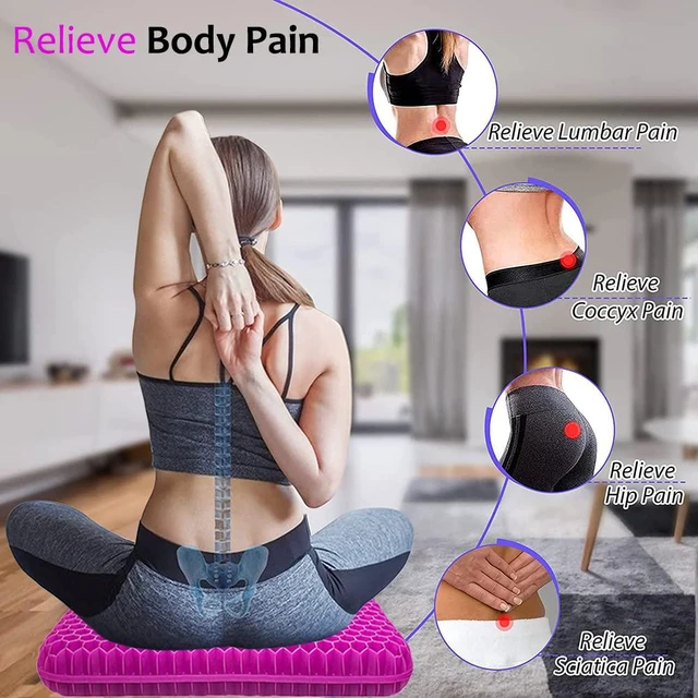 Alt view image 5 of 6 - Gel Seat Cushion for Long Sitting, Extra Thick Gel Cushion for Wheelchair Soft Chair Pads for Office Home Chairs Car Seats Long Trips - Back Sciatica Hip Tailbone Pain Relief Cushion (Violet)