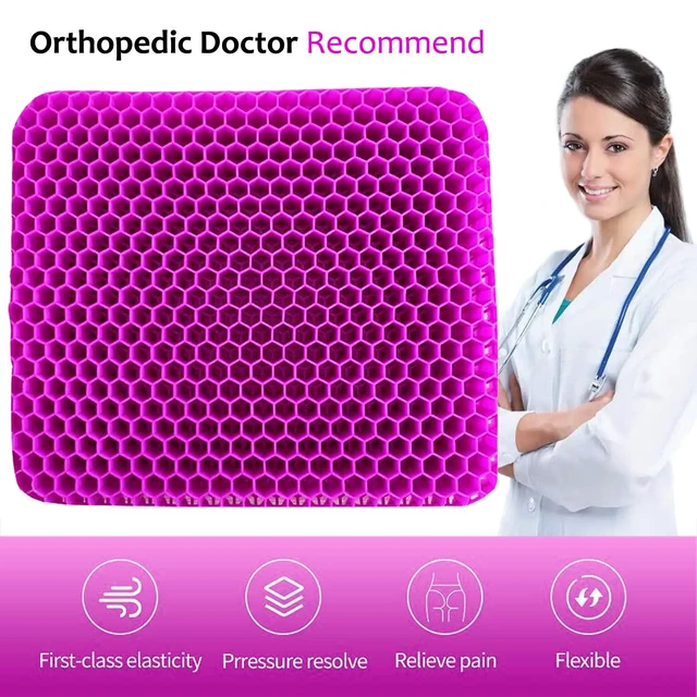Alt view image 6 of 6 - Gel Seat Cushion for Long Sitting, Extra Thick Gel Cushion for Wheelchair Soft Chair Pads for Office Home Chairs Car Seats Long Trips - Back Sciatica Hip Tailbone Pain Relief Cushion (Violet)