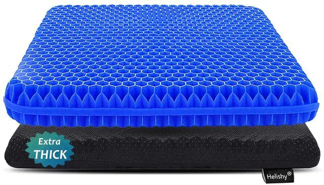 Main image of Gel Seat Cushion for Long Sitting, Extra Thick Gel Cushion for Wheelchair Soft Chair Pads for Office Home Chairs Car Seats Long Trips - Back Sciatica Hip Tailbone Pain Relief Cushion (Blue)