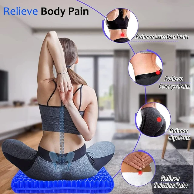 Alt view image 5 of 6 - Gel Seat Cushion for Long Sitting, Extra Thick Gel Cushion for Wheelchair Soft Chair Pads for Office Home Chairs Car Seats Long Trips - Back Sciatica Hip Tailbone Pain Relief Cushion (Blue)