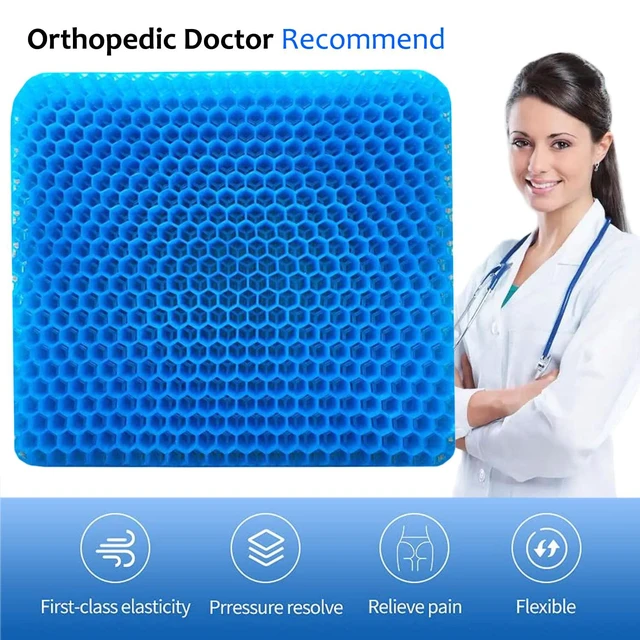 Alt view image 6 of 6 - Gel Seat Cushion for Long Sitting, Extra Thick Gel Cushion for Wheelchair Soft Chair Pads for Office Home Chairs Car Seats Long Trips - Back Sciatica Hip Tailbone Pain Relief Cushion (Blue)