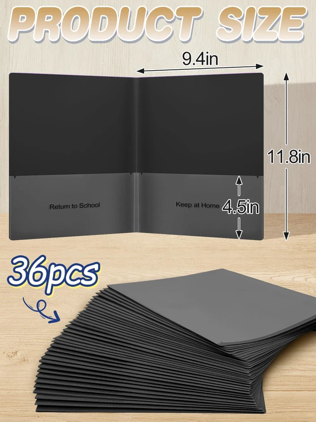 Alt view image 7 of 7 - 36 Pcs Take Home Folders with Pockets for Elementary Students, Black Durable Kindergarten Parent-Teacher Communication Plastic Folders, Back to School Teacher Supplies for Classroom