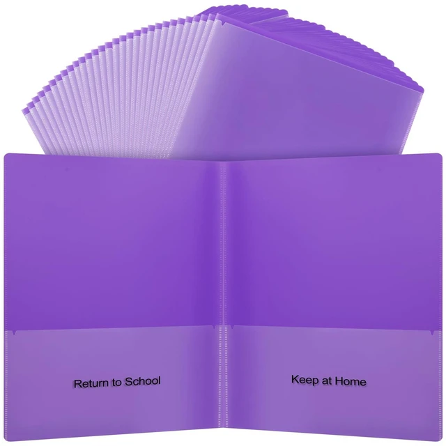 Main image of 36 Pcs Take Home Folders with Pockets for Elementary Students, Purple Durable Kindergarten Parent-Teacher Communication Plastic Folders, Back to School Teacher Supplies for Classroom