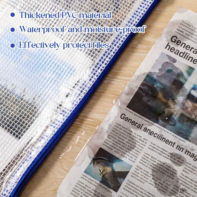 Alt view image 4 of 7 - 200 Pcs A6 Mesh Zipper Pouches Bulk 9.4"x4.5",Blue Colors Waterproof Pencil Bags for Office Supplies, Transparent Design for Stationery Storage, Organizers for Cosmetics Travel