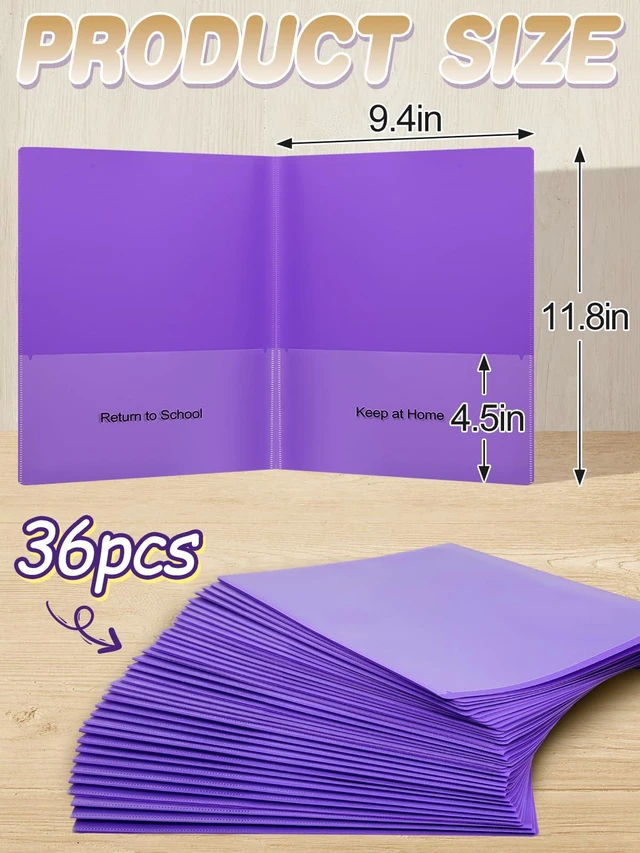 Alt view image 7 of 7 - 36 Pcs Take Home Folders with Pockets for Elementary Students, Purple Durable Kindergarten Parent-Teacher Communication Plastic Folders, Back to School Teacher Supplies for Classroom