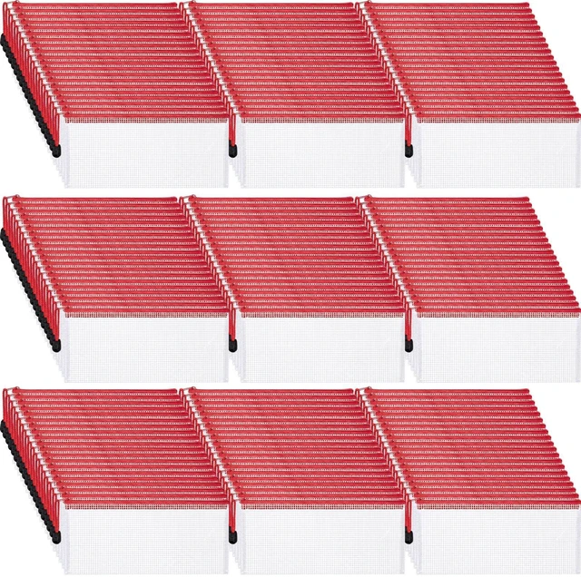 Main image of 200 Pcs A6 Mesh Zipper Pouches Bulk 9.4"x4.5",Red Waterproof Pencil Bags for Office Supplies, Transparent Design for Stationery Storage, Organizers for Cosmetics Travel