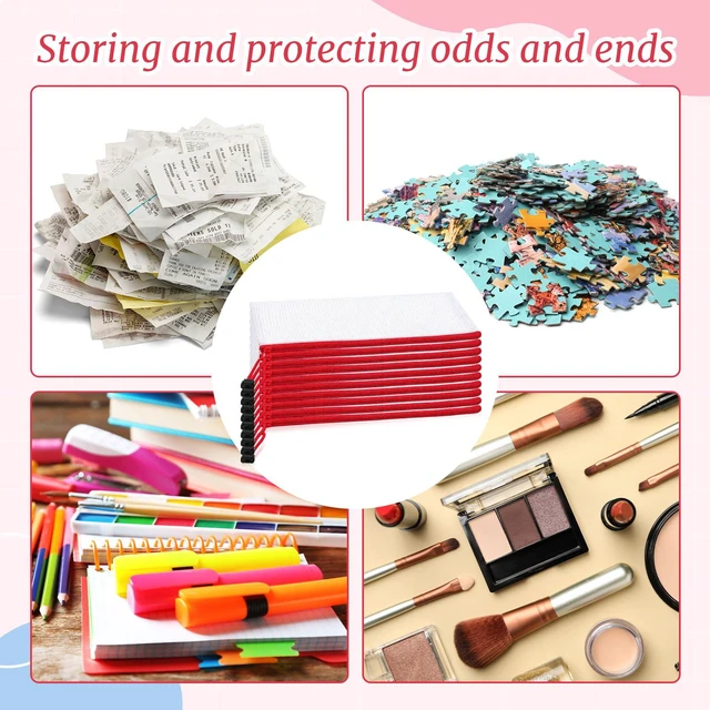 Alt view image 5 of 7 - 200 Pcs A6 Mesh Zipper Pouches Bulk 9.4"x4.5",Red Waterproof Pencil Bags for Office Supplies, Transparent Design for Stationery Storage, Organizers for Cosmetics Travel