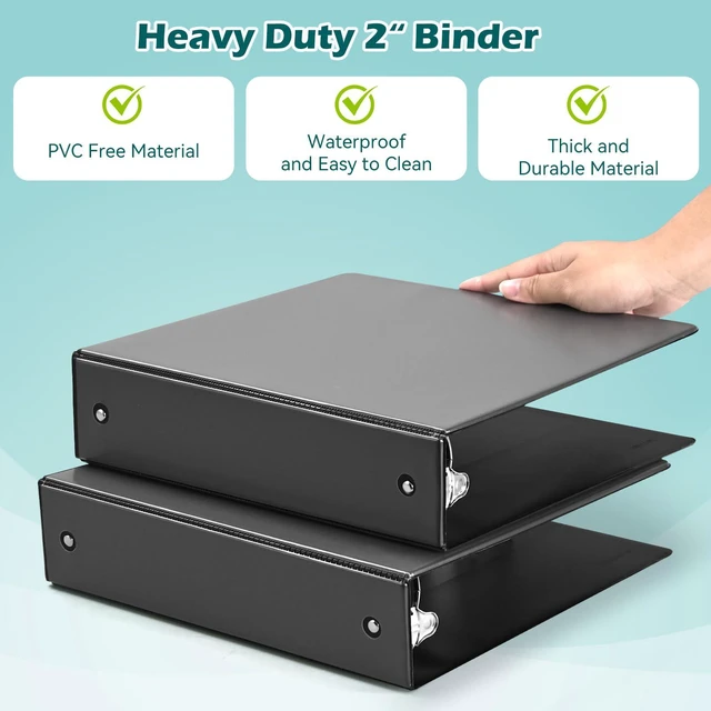 Alt view image 3 of 7 - 3 Ring Binder 2 Inch 6 Pack,2" Clear View with Round Rings, PVC-Free,Holds for 450 Sheets 8.5X 11 US Letter Size Paper, Durable Black Binders Perfect for Office,School and Home