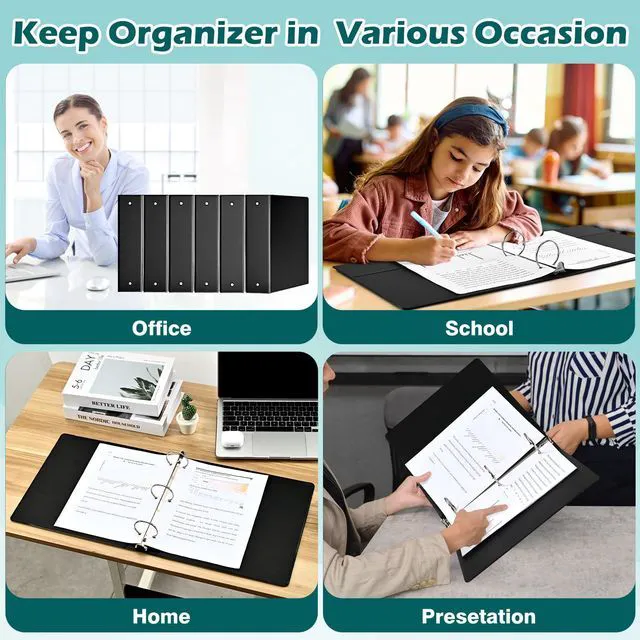 Alt view image 7 of 7 - 3 Ring Binder 2 Inch 6 Pack,2" Clear View with Round Rings, PVC-Free,Holds for 450 Sheets 8.5X 11 US Letter Size Paper, Durable Black Binders Perfect for Office,School and Home