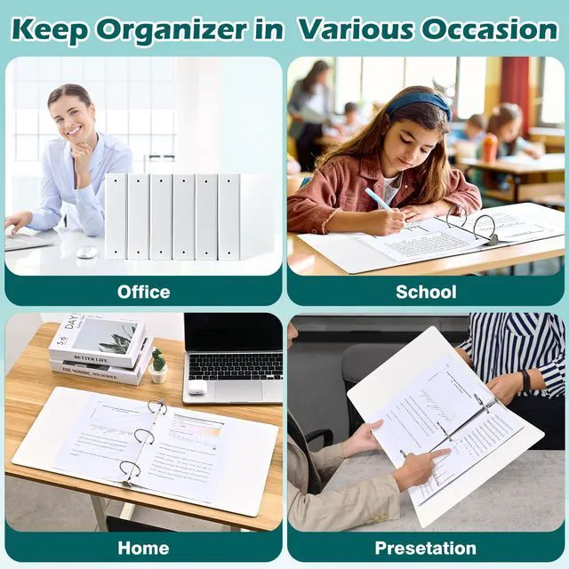 Alt view image 7 of 7 - 3 Ring Binder 2 Inch 6 Pack,2" Clear View with Round Rings, PVC-Free,Holds for 450 Sheets 8.5X 11 US Letter Size Paper, Durable White Binders Perfect for Office,School and Home