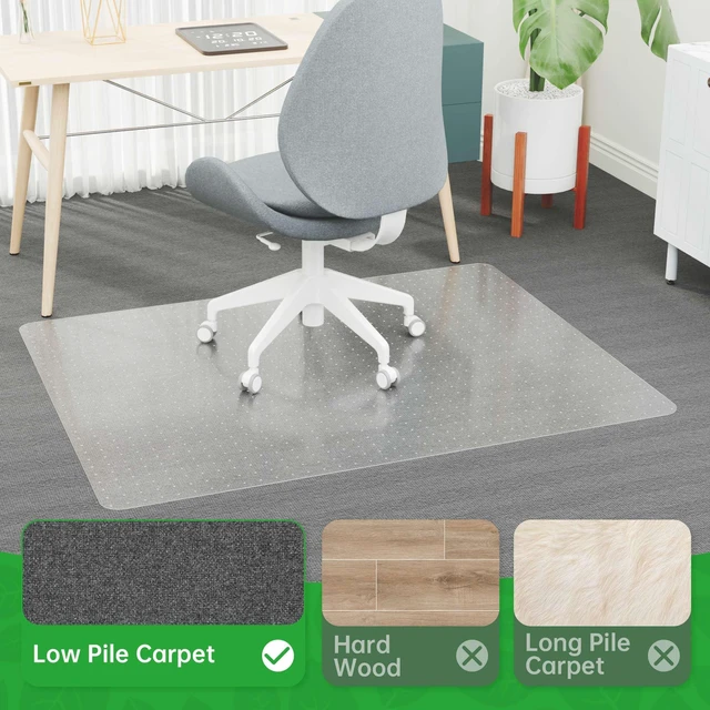 Alt view image 3 of 7 - Office Chair Mat for Carpet- 36" x 48" Studded Desk Chair Mat for Low Pile Carpeted Floors, Plastic Floor Mat for Office Chair Over Carpet