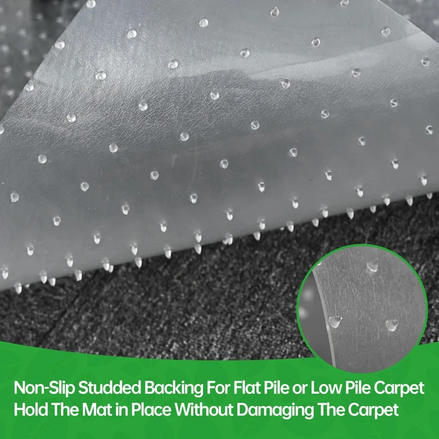 Alt view image 4 of 7 - Office Chair Mat for Carpet- 36" x 48" Studded Desk Chair Mat for Low Pile Carpeted Floors, Plastic Floor Mat for Office Chair Over Carpet