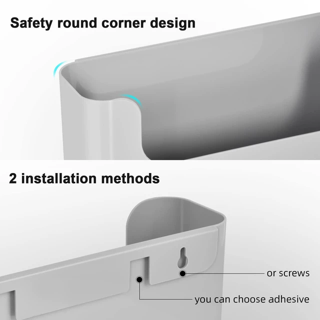 Alt view image 4 of 6 - Adhesive File Holder Door Mount Mail Magazine Organizer, Office Wall Mount Single Pocket, Gray