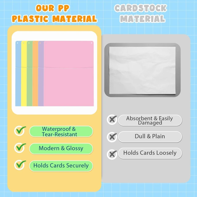 Alt view image 3 of 6 - 12 Pcs Pastel Plastic Wall Pockets 12.6" x 9.4" File Holder Bulletin Boards Pockets, Hanging Wall Mounted, Mail Organizer, Classroom Office Supplies Storage, Back to School