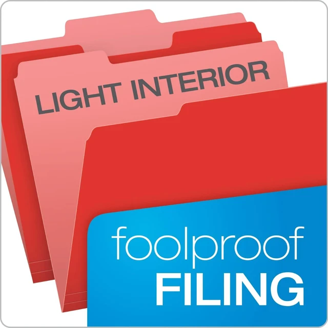Alt view image 2 of 6 - Colored File Folders Letter Size - 100 Pack of 12 Assorted Color Folders for Documents - 1/3-cut Tabs