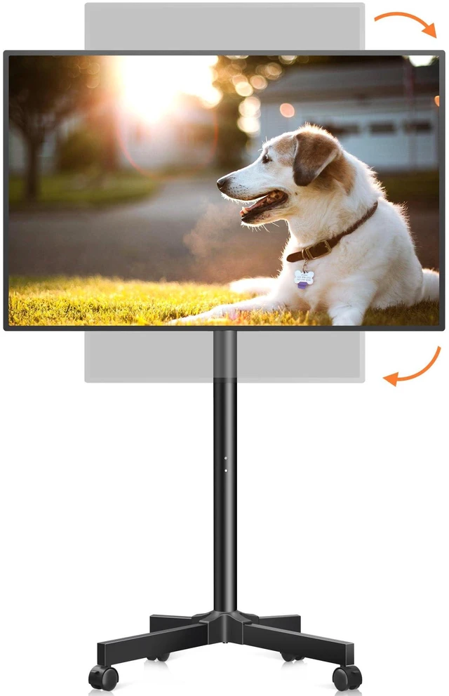 Main image of Mobile TV Carts, Rotating Rolling TV Stand on Wheels for 13-50" Flat/Curved TVs Height Adjustable 30° Tilt Floor TV Stand Portable Monitor Stand Holds up to 44lbs Max VESA 200x200mm ML1350