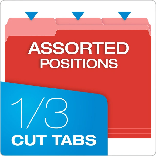 Alt view image 6 of 6 - Colored File Folders Letter Size - 100 Pack of 12 Assorted Color Folders for Documents - 1/3-cut Tabs