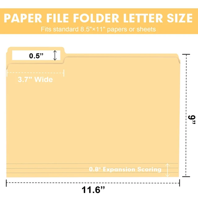 Alt view image 2 of 7 - File Folder, 200 Pack Colored File Folders, 1/3 Cut Tab File Folder Letter Size, Filing Folders with Tabs for Office School Business Use, Assorted 10 Colors