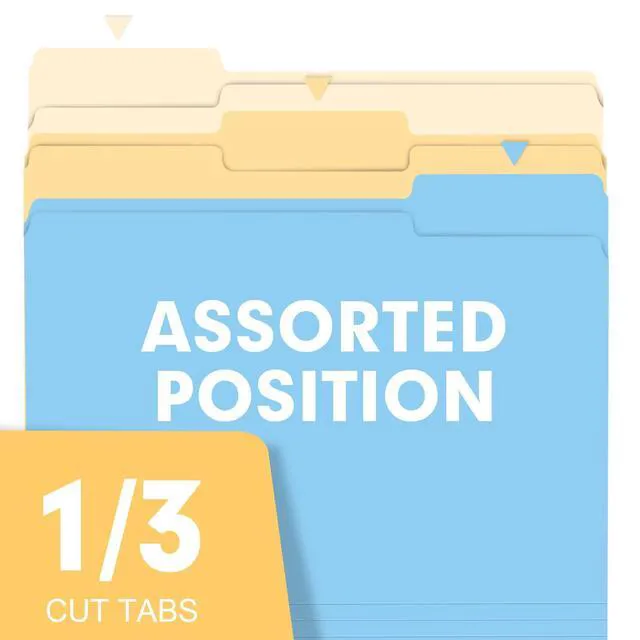 Alt view image 5 of 7 - File Folder, 200 Pack Colored File Folders, 1/3 Cut Tab File Folder Letter Size, Filing Folders with Tabs for Office School Business Use, Assorted 10 Colors