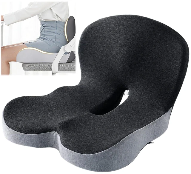 Main image of Orthopedic Cushion, Seat Cushion for Office Chair and Car, Ergonomic Memory Foam L Shaped Integrated Seat Cushions, Lumbar Support Tailbone Pain Relief for Office Chair Car (B-Black Grey)