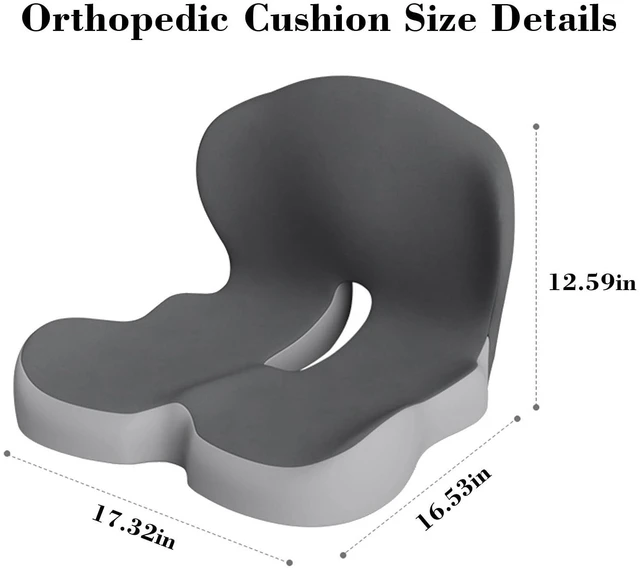 Alt view image 7 of 7 - Orthopedic Cushion, Seat Cushion for Office Chair and Car, Ergonomic Memory Foam L Shaped Integrated Seat Cushions, Lumbar Support Tailbone Pain Relief for Office Chair Car (B-Black Grey)