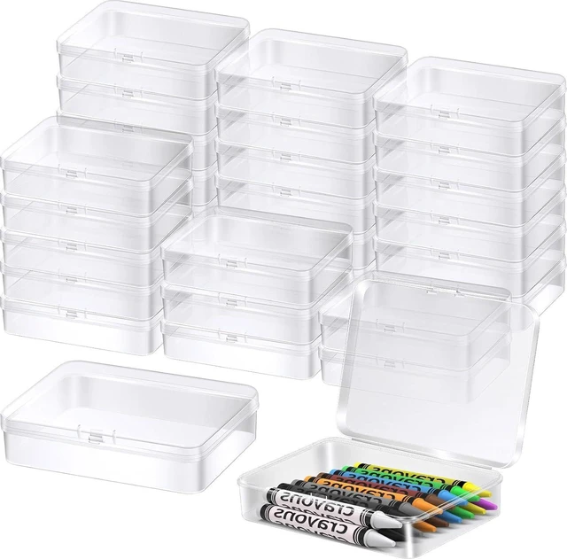 Main image of 30 Pcs Plastic Crayon Box with Hinged Lid Clear Storage Containers Crayon Case for School Classroom Supplies (Clear)