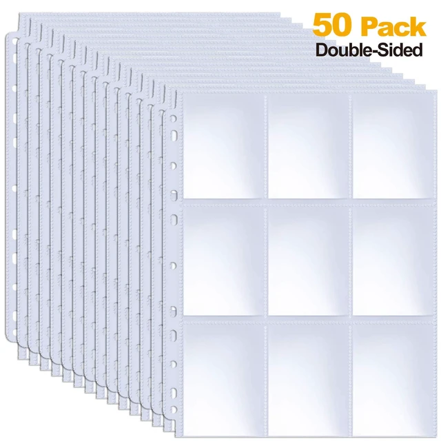 Alt view image 5 of 5 - 900 Pocket Double Sided Card Sleeves, 9-Pocket, for 3 Ring Binder 50 pages, baseball card protector sheets for Pokemon, Skylanders, Top Trumps, fit 3-ring binder