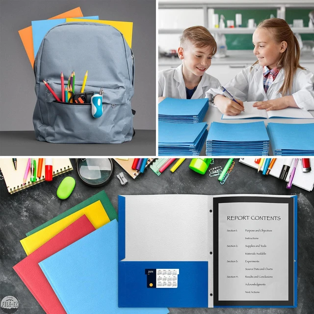Alt view image 3 of 7 - Two-Pocket Folders with 3-Prong Fasteners, Blue Color, 25-Pack, Durable Textured Paper, Matte Finish, Letter Sheet Size (EZ-92523)