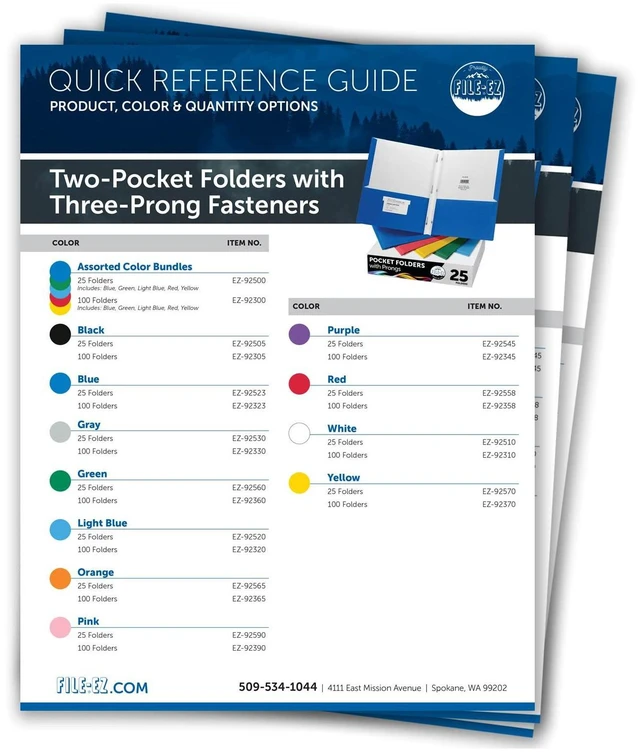 Alt view image 6 of 7 - Two-Pocket Folders with 3-Prong Fasteners, Blue Color, 25-Pack, Durable Textured Paper, Matte Finish, Letter Sheet Size (EZ-92523)