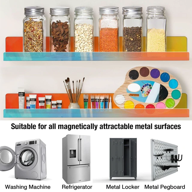 Alt view image 7 of 7 - 2 Pcs Magnetic Book Shelf for Whiteboard, Strong Adsorption Reusable Acrylic Bookshelf Book Display Holder for Teacher Kids Classroom Refrigerator Office (Iridescent)