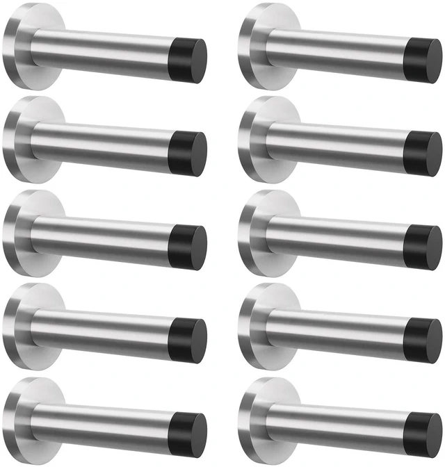 Main image of 10Pcs Door Stop, 3.5 Inch Heavy Duty 304 Stainless Steel Door Stopper with Rubber Tips Bumper, Wall Mounted Door Holder Protection Sound Dampening, Brushed Nickel