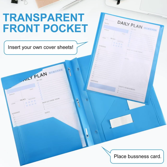 Alt view image 3 of 7 - 36 Plastic Folders with 3 Prongs Bulk, Mix Colors Heavy Duty Folders with Clear Front Pockets and Card Slots Folder with Fasteners Fit Letter-size Paper for Work School Office