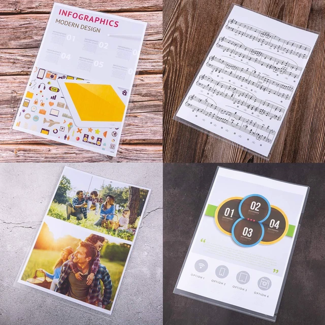 Alt view image 6 of 6 - Plastic Clear Document Folders - 100 Pack, L-Type Folders Copy Safe Project Pockets, for Letter Size Sheets, Transparent Color
