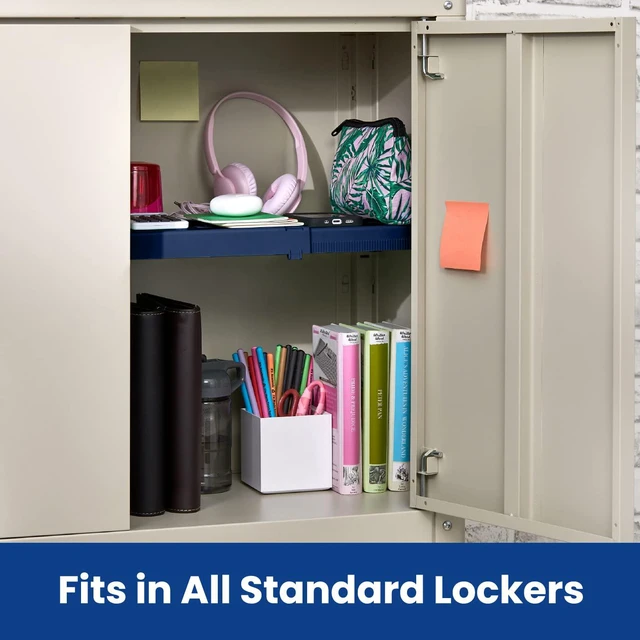 Alt view image 5 of 5 - Adjust-A-Shelf Locker Shelf, Extends to Fit Your Locker, Easy to Use, Perfect for School, Office, Gym, Blue, 2-Pack