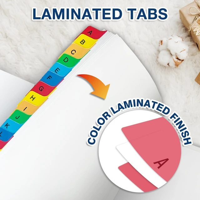 Alt view image 4 of 7 - Alphabet Binder Dividers for 3-Ring Binder, A-Z Tabs, Bright, 3 Sets Customizable Table of Contents, Multicolor Tabs, Reinforced Holes, Letter Size, 26 Tabs per Set