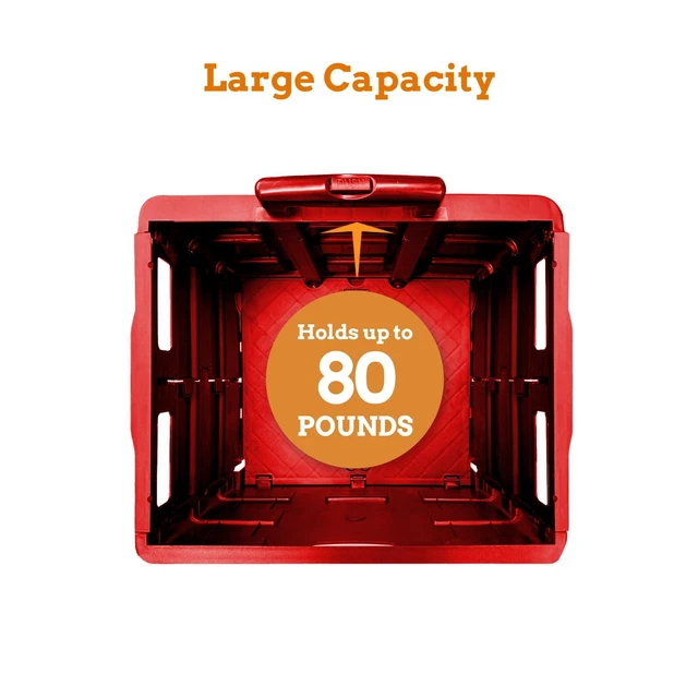 Alt view image 3 of 7 - Ultra-Slim Rolling Collapsible Storage Pack-N-Roll Utility-carts, with Telescopic Handle, for Home, Garden, Shopping, Office, School use, Large, Red, White Flower Print