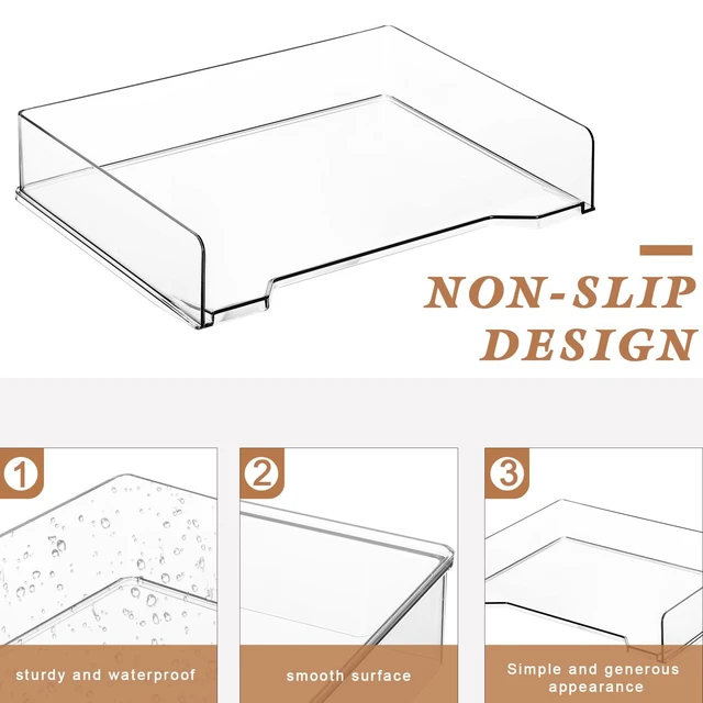 Alt view image 3 of 7 - 12 Pcs Stackable Letter Tray Plastic Paper Tray, Clear 13 x 9.5 x 2.6 In, Rectangular, Paper Holder, File Tray for Desktop Office Desk Drawers