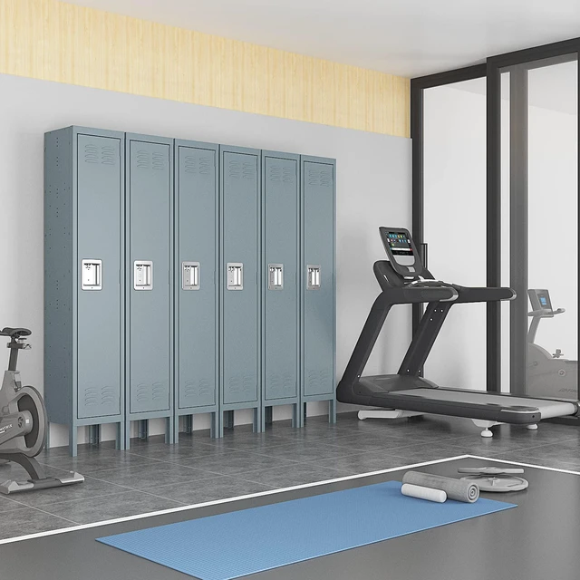 Alt view image 7 of 7 - Metal Locker for Home, Dressing Room, Gym, 65.98" Steel Storage Lockers for Employees, Lockable Locker Cabinet with 1 Door (Grey)