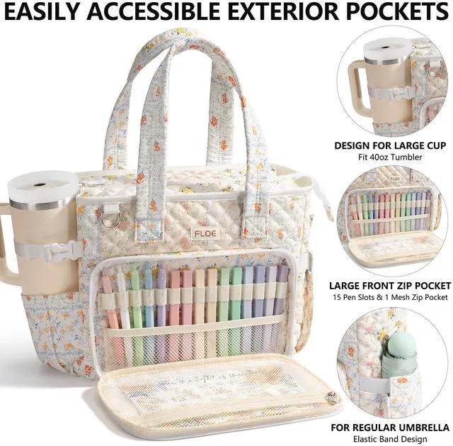 Alt view image 3 of 7 - Large Bible Tote Bag for Women Bible Cover Case, Quilted Church Tote Bags Bible Study Supplies Journaling Kit Puffer Bible Carry Case w/Strap Accessories Pen Tabs, Christmas Christian Gifts for Women
