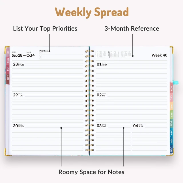 Alt view image 4 of 7 - Planner 2026-2027, July 2026 - June 2027,8.5x11" Calendar Planner Weekly and Monthly, Hardcover Planning book with Monthly Tabs, Cute Journal Organizer Notebook for Office School, A4 Size