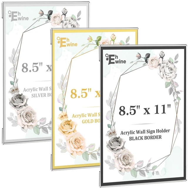 Alt view image 7 of 7 - 8 Pack 8.5 x 11 Acrylic Sign Holder Wall Mount, Black Acrylic Picture Frame for Photo Menu Flyer Display, Wedding Party Home Hotel Store(with Adhesive Tape)