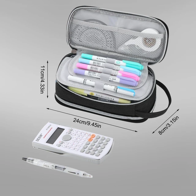 Alt view image 2 of 7 - Large Pencil Case for Boys Teens Kids Organizer Zipper Pencil Pouch Black Big Capacity Pencil Bag Aesthetic Cute Pencil Pen Case for School Supplies, Large Capacity Design, Wear-resistant Fabric