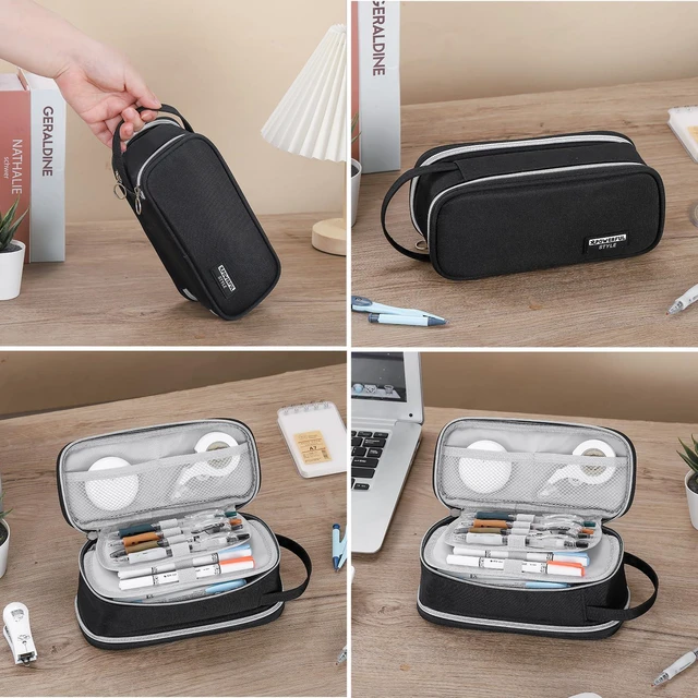 Alt view image 4 of 7 - Large Pencil Case for Boys Teens Kids Organizer Zipper Pencil Pouch Black Big Capacity Pencil Bag Aesthetic Cute Pencil Pen Case for School Supplies, Large Capacity Design, Wear-resistant Fabric