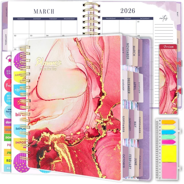 Main image of Planner 2026-2027, 18 Months Large Daily Weekly Monthly Organizer July 2026 - Dec 2027, 8.5x9.8", Calendar with Page Tabs, Separator, Pocket Folder, Bookmark & Stickers & Sticky Note Set