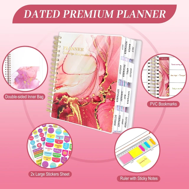 Alt view image 3 of 7 - Planner 2026-2027, 18 Months Large Daily Weekly Monthly Organizer July 2026 - Dec 2027, 8.5x9.8", Calendar with Page Tabs, Separator, Pocket Folder, Bookmark & Stickers & Sticky Note Set