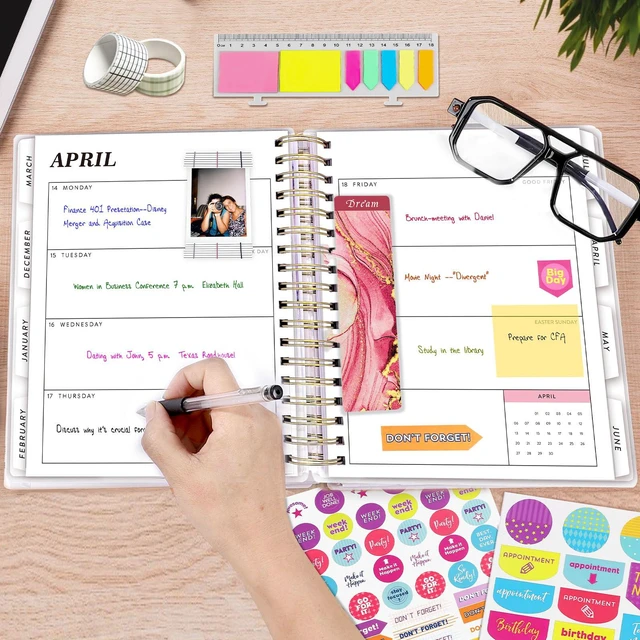 Alt view image 4 of 7 - Planner 2026-2027, 18 Months Large Daily Weekly Monthly Organizer July 2026 - Dec 2027, 8.5x9.8", Calendar with Page Tabs, Separator, Pocket Folder, Bookmark & Stickers & Sticky Note Set